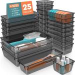 25 PCS Plastic Drawer Organizer Set - Clear Bins