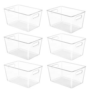 YIHONG 6 Pack Clear Organizer Bins with Handle