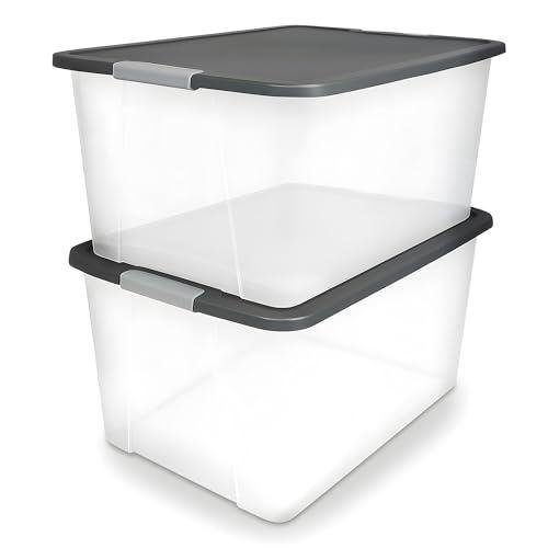 HOMZ Heavy-Duty 64 Quart Storage Bins, 2-Pack