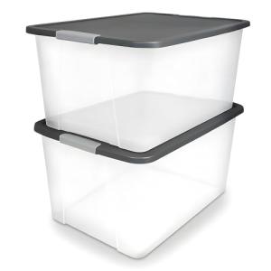 HOMZ Heavy-Duty 64 Quart Storage Bins, 2-Pack