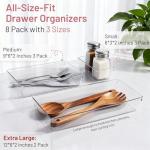 8 Pack Clear Plastic Drawer Organizer Bins