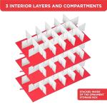 Red Christmas Ornament Storage Bin with Dividers