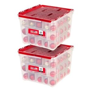 IRIS USA Stackable Ornament Storage Bins - 2 Pack