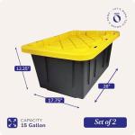HOMZ Heavy Duty 15 Gallon Plastic Storage Bins