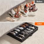 Under Bed Shoe Organizer Set of 2, Black