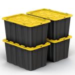 Large Black & Yellow Stackable Storage Bins - 4 Pack