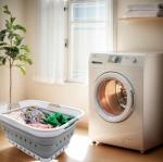 SAMMART 42L Collapsible Laundry Basket – White/Grey