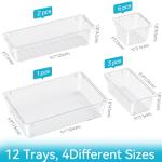 12 PCS Clear Drawer Organizer Set in 4 Sizes