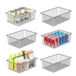 6 Pack Large Black Wire Storage Baskets