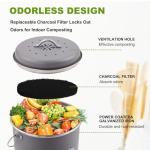 Odor-Resistant Kitchen Compost Bin with Charcoal Filter