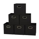 Black Foldable Fabric Storage Bins, 6-Piece Set