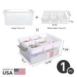 17 QT Clear Plastic Storage Bin with Tray