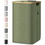 Tall Green Laundry Hamper with Bamboo Handles