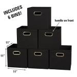 Black Foldable Fabric Storage Bins, 6-Piece Set