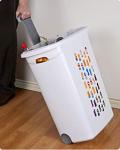Sterilite Wheeled Laundry Hamper with Lid, White