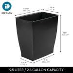 iDesign Small Black Plastic Trash Can for Any Room