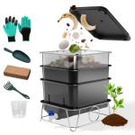 HCGADON 3-Tray Worm Composting Bin with Tools