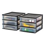 IRIS USA Plastic 3-Drawer Stacking Organizers - 2-Pack