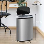 13 Gallon Touch-Free Stainless Steel Trash Can
