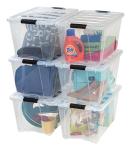 IRIS USA 54 Qt Stackable Plastic Storage Bins, 6 Pack