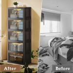 Collapsible Black Storage Bins with Door and Lid