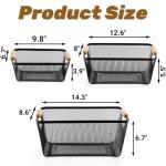 3 Pack Metal Mesh Baskets with Wooden Handles
