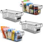 4 Pack XL Stackable Metal Baskets for Organizing