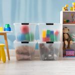 IRIS USA 54 Qt Stackable Plastic Storage Bins, 6 Pack