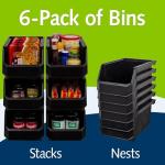 ReadySpace Stackable Plastic Storage Bins, 6-Pack