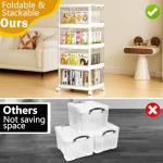 Clear Storage Bins with Wheels and Lid, 24QT