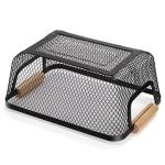3 Pack Metal Mesh Baskets with Wooden Handles