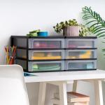 IRIS USA Plastic 3-Drawer Stacking Organizers - 2-Pack