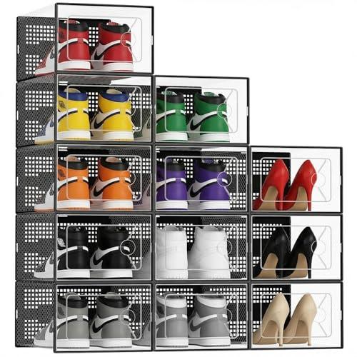 12-Pack Clear Stackable Shoe Storage Boxes
