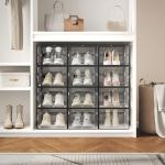 12-Pack Clear Stackable Shoe Storage Boxes