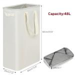 Slim Collapsible Laundry Basket with Handles, Beige
