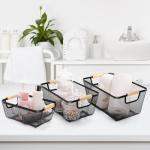 3 Pack Metal Mesh Baskets with Wooden Handles