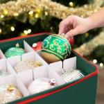 Christmas Ornament Storage Bin with Adjustable Dividers