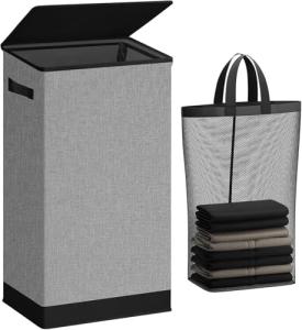 SOLEDI 100L Tall Collapsible Laundry Hamper with Lid