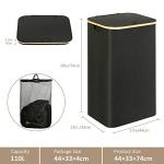 110L Collapsible Laundry Hamper with Lid and Handle