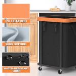 Large Rolling Laundry Basket with Wheels - Black