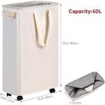 Slim Rolling Laundry Hamper with Wheels, 60L