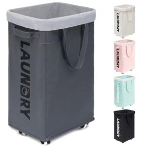 Goodpick Rolling Laundry Basket with Removable Bag
