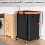 Large Rolling Laundry Basket with Wheels - Black