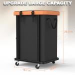 Large Rolling Laundry Basket with Wheels - Black