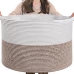 Large Woven Cotton Storage Basket with Handles