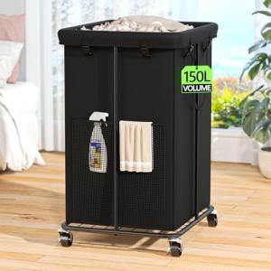150L Rolling Laundry Hamper with Removable Bag
