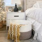 Large Woven Cotton Storage Basket with Handles