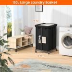 150L Rolling Laundry Hamper with Removable Bag