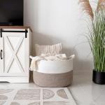 Large Woven Cotton Storage Basket with Handles