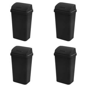 Sterilite 4-Pack Swing Top Trash Bin, Black